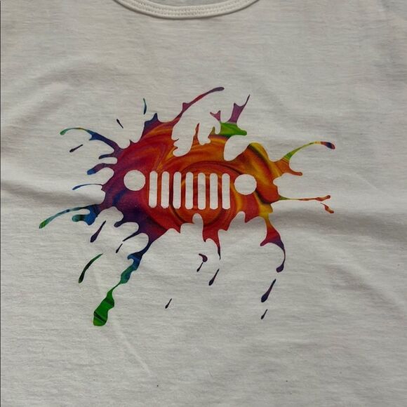 Jeep Splash White Tank Top with Colorful Graphic - Picture 5 of 5